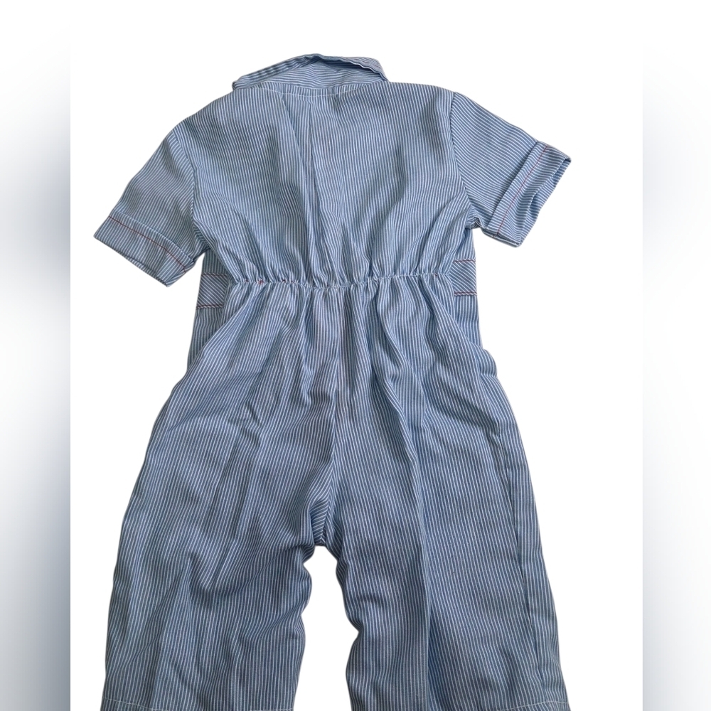 Vintage Sasson Nautical Sailor Theme Blue White Striped One Piece Size 0-3 - Picture 2 of 5